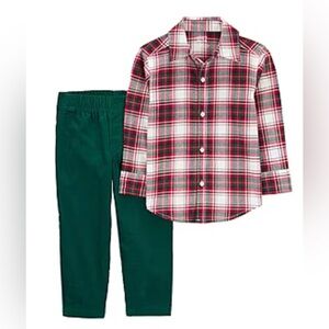 Carter’s Plaid Shirt and Green Pants Set | 3T